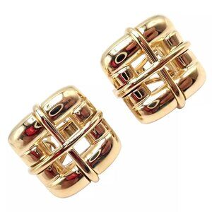 Rare! Vintage Tiffany & Co 18k Yellow Gold Square Window Biscayne Earrings 2001